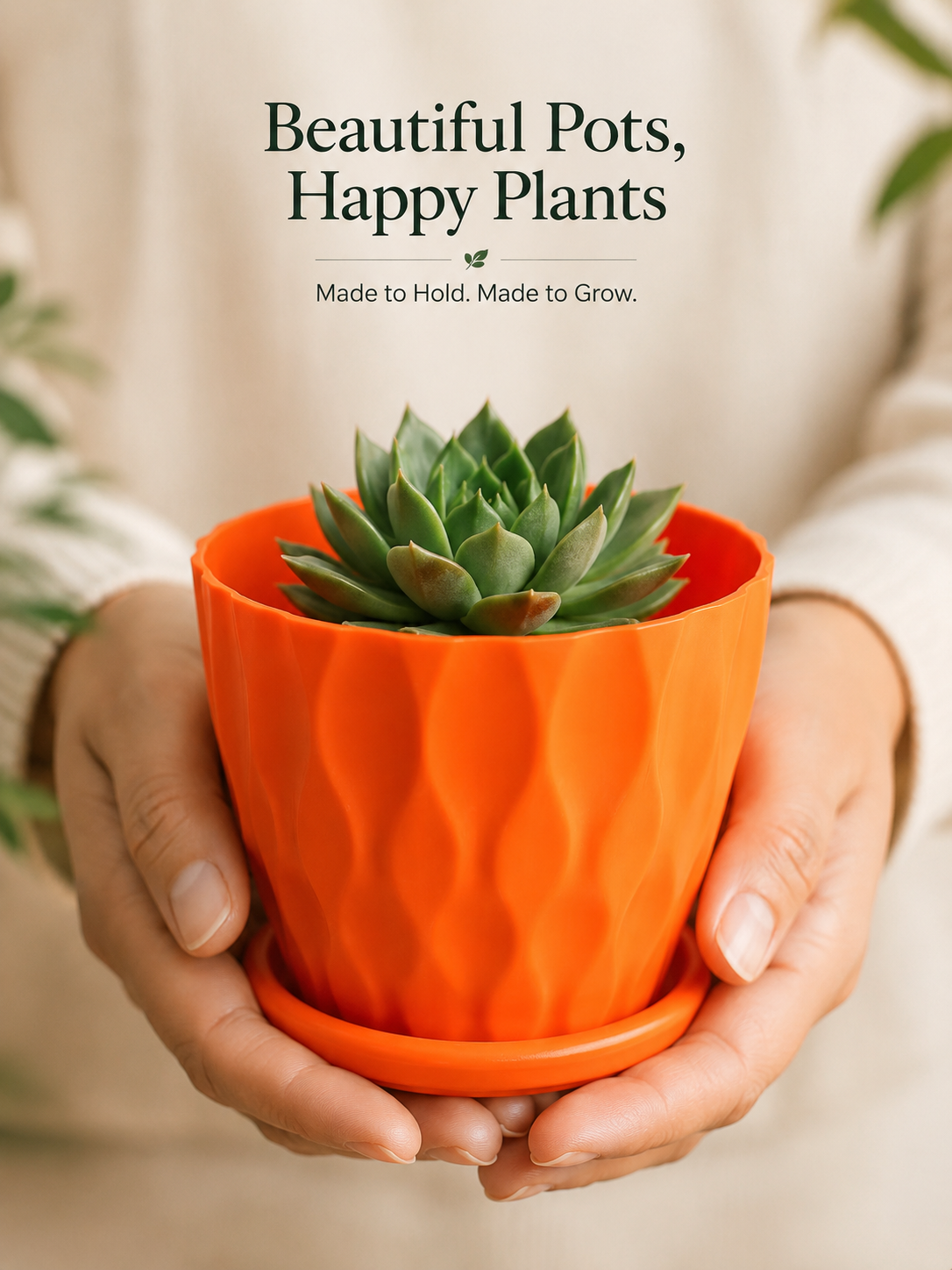 6 INCH DESIGNER INDOOR/OUTDOOR POTS with Plate/Tray