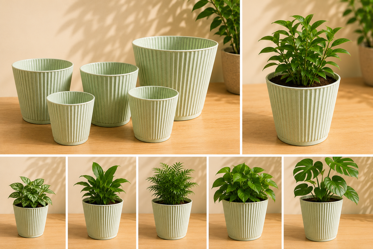 6  Inch Designer Ribbed Fluted Pots