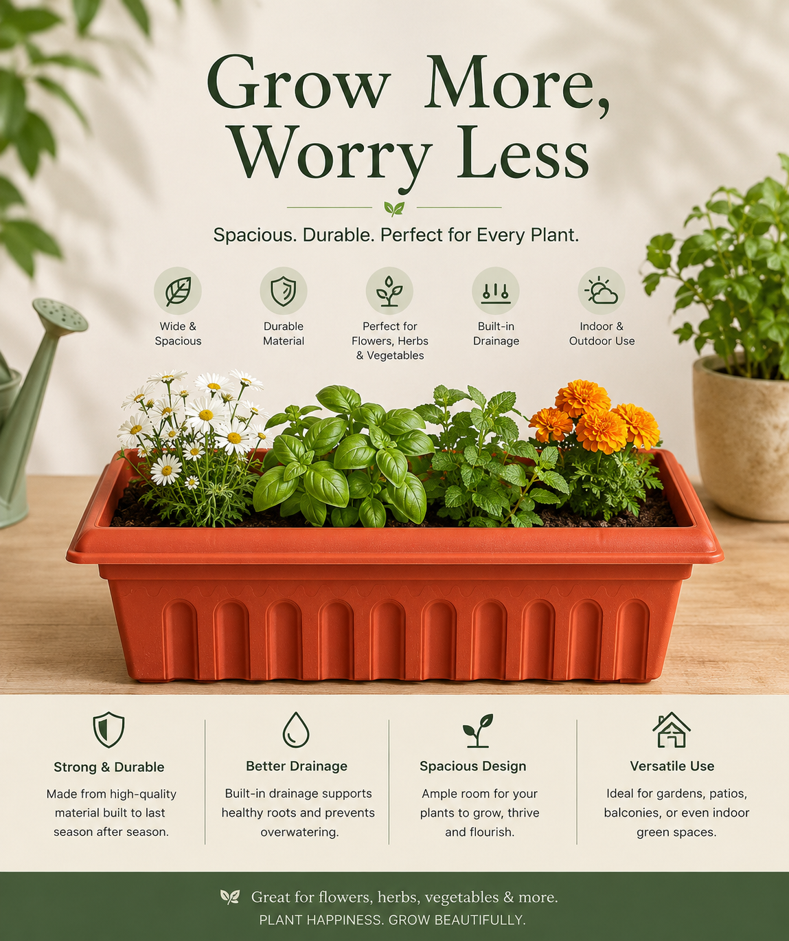 10 Inch Rectangle Planters