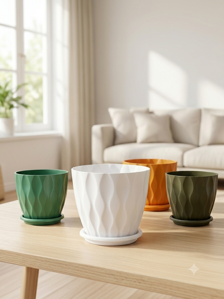 6 INCH DESIGNER INDOOR/OUTDOOR POTS with Plate/Tray