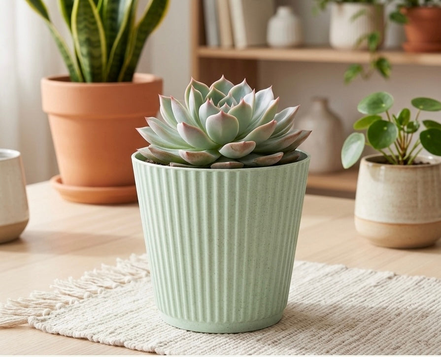 6  Inch Designer Ribbed Fluted Pots