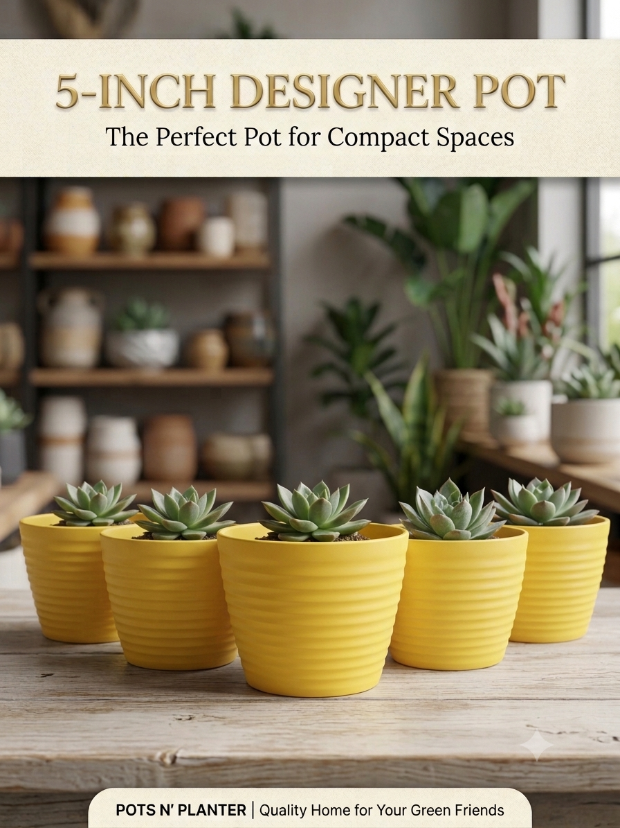 5 Inch Ribbed Designer Pots